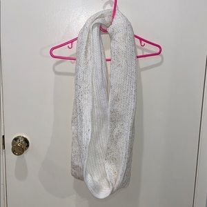 White Infinity Scarf w Gold Flecks